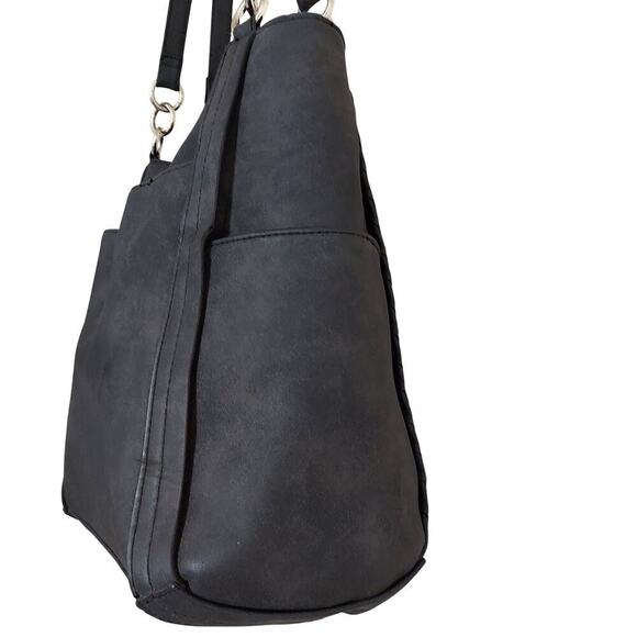 ☆☆SOLD☆☆ Rosetti Dark Gray Faux Leather Double Strap Shoulder Bag - Picture 4 of 11